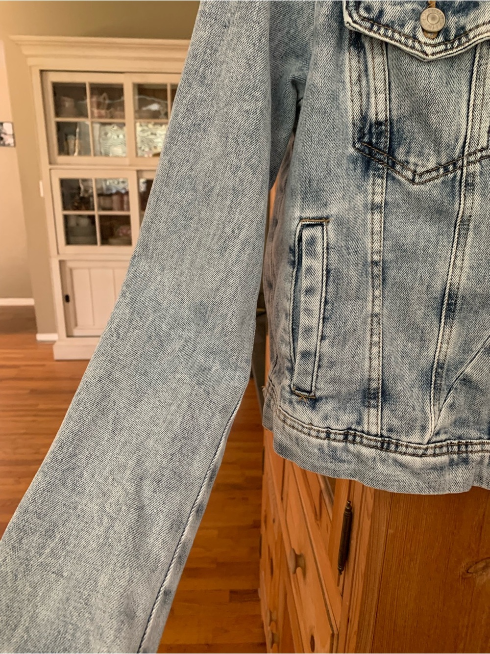 Free People Light Blue Washed Denim Jacket - Picture 5 of 11